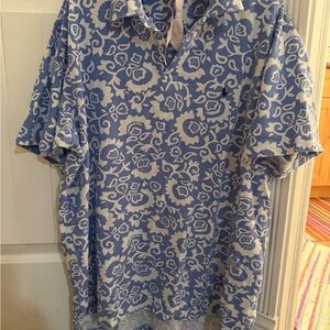 Polo by Ralph Lauren Blue and White Floral Polo Shirt